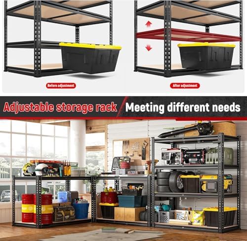 REIBII 40" W Garage Shelving with Rolled-Edge Columns for Basement Pantry