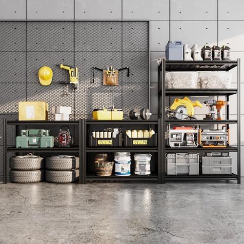 5-Tier Heavy Duty Garage Shelving, 3,000 lbs Capacity Adjustable Metal Storage Shelving Unit for Garage, Basement, Pantry & Utility Room, 35.43" W x 15.8" D x 72" H