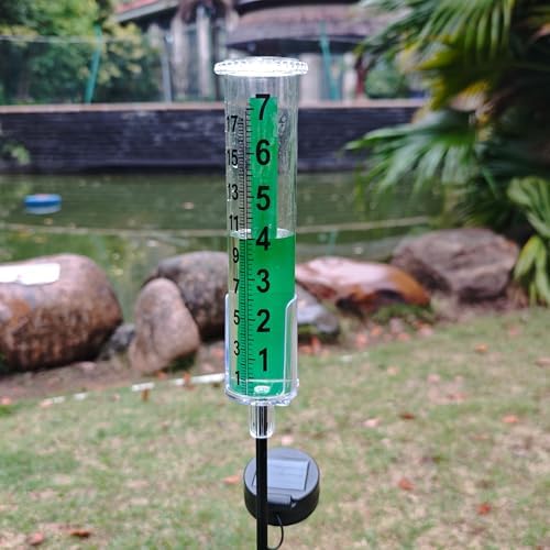 JOYBEE Solar Antifreeze Rain Gauge for Outdoors Yard Garden(Green)