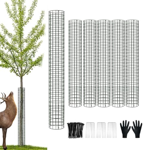 Metal Tree Trunk Protector, 6 Pack 36" Mesh Tree Guards Tree Protectors with Zip Ties, Stakes, ExpandableTree Trunk Protector Guard, Tree Protectors from Deer, Mower, Animals(36",6 Pack)