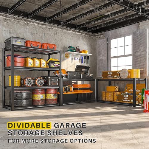 REIBII 40" W Storage Shelves with Wire Mesh Panels for Garage Organization