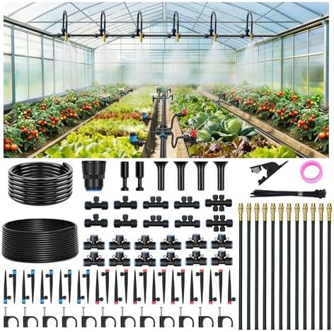 Drip Irrigation Kit for Garden, Automatic Watering System with Quick Connect Fittings, Adjustable Spray Nozzles, Water Saving Irrigation System for Yard, Greenhouse, Lawn & Potted Plants (106FT)