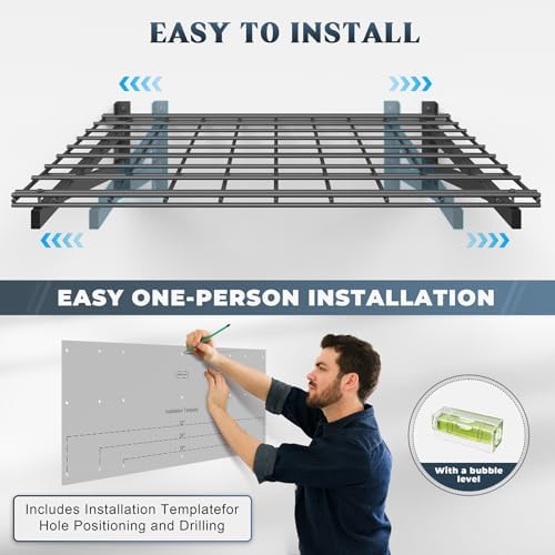 Jusgym 2 Pack Wall Mounted Garage Shelving, 2x3ft, 700lbs Integrated Grid