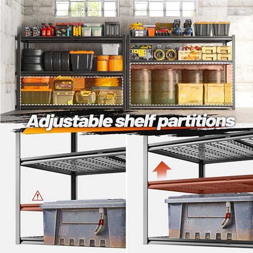 REIBII Heavy Duty Garage Shelving,6 Tier Storage Shelves for Shop