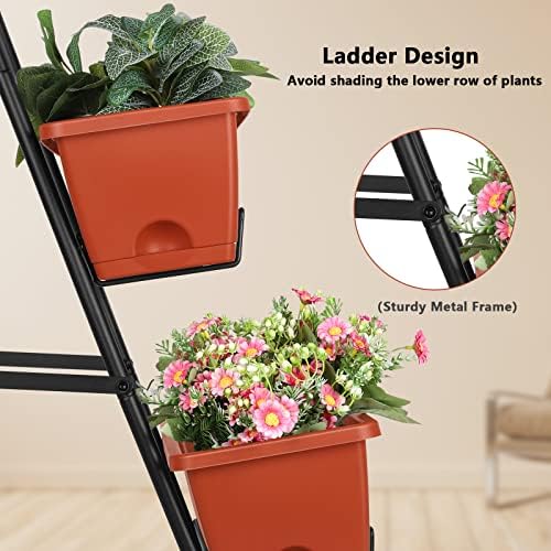 Raised Garden Bed with Legs 4 Tier Vertical Herb Garden Planter, Brick Red