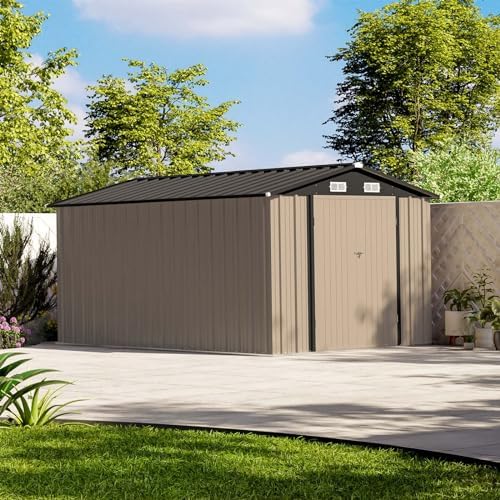 Patiowell 8x12 FT Outdoor Storage Shed, Brown