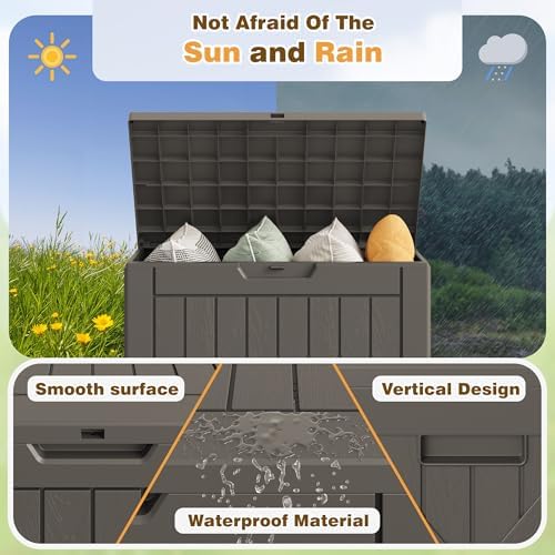 Flamaker Resin Deck Box 40 Gallon Waterproof Outdoor Storage Box