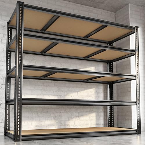 48"W Garage Shelving Heavy Duty ,5 Tier Metal Shelving Unit , 3050LBS,Black
