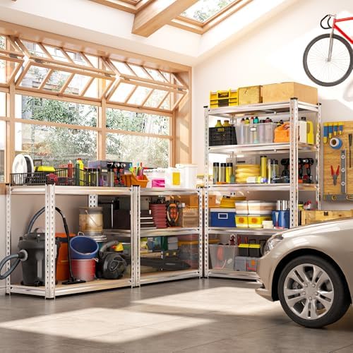 REIBII Storage Shelves 2020LBS Garage Shelving 5 Tier Heavy Duty Shelving Adjustable Pantry Shelves for Garage Closet Kitchen Basement 28" W x 12" D x 59.8" H, 2 Pack