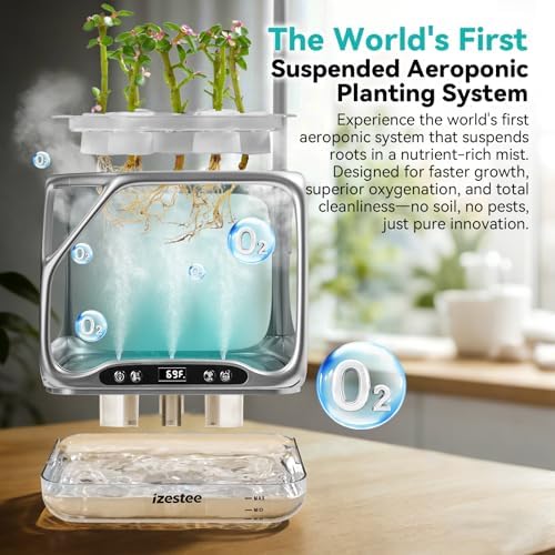 Aeroponics Growing System with Grow Light & Humidifier - Smart Indoor Garden, Visual Root Observation, RGB Mood Lighting, for Plants, Mushrooms - Desktop Hydroponic Planter