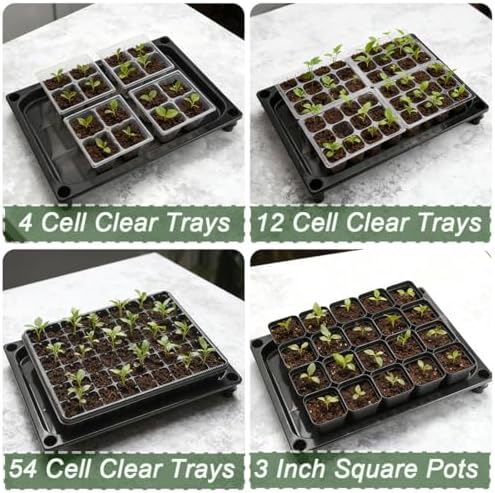 RooTrimmer 5-Tier Seed Starter Trays, Plant Stand, with Bottom-Watering Design– Reinforced Thickened Shelf for Small Pots, Balcony/Indoor Seed Starting & Greenhouse, Black