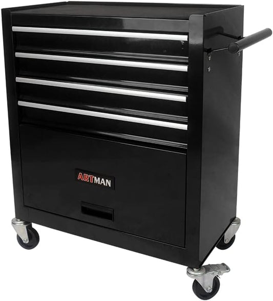 4 Drawers Tool Cart on Wheels,Rolling Tool Box Tool Storage， Drawers Rolling Tool Box Organizer Tool Case for Garage, Warehouse, Workshop, Repair Shop (4 Drawers(Black))