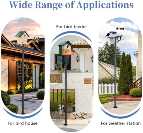 Bird Feeder Pole Heavy Duty 78" Tall, Rustproof Metal Birdhouse Pole with Concrete Flange Base, Tool-Free Threaded Assembly & Adjustable Height 32"-78" for Outdoor Birdhouse or Feeder