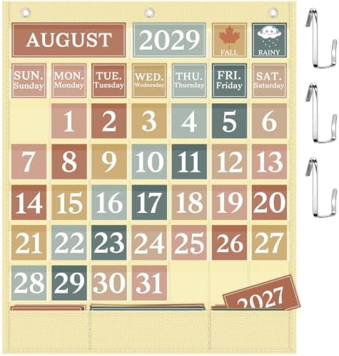 Boho Calendar Pocket Chart Set for Classroom, 118 Cards