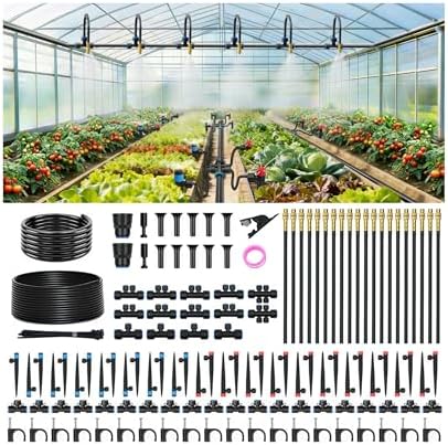 Drip Irrigation Kit for Garden, Automatic Plant Watering System with Quick Connect Fittings, Water Saving Irrigation Tubing Hose and Accessories for Yard, Greenhouse, Lawn & Raised Bed (191FT)