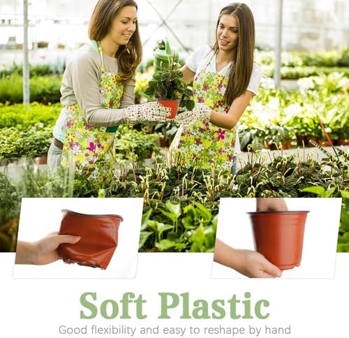 100 Pcs Plant Nursery Pots, 6 Inch Large Plant Seedling Pots with Labels Plastic Plant Flower Pots with Drainage Holes Indoor Outdoor for Succulent Cutting Transplanting