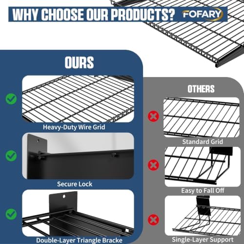 Garage Wall Shelving 24"x16.5" 2-Pack, Wall Mounted Shelves, Black