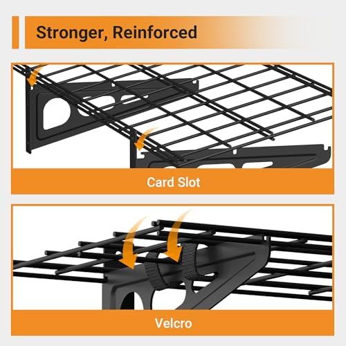 2-Pack 1x3 ft Garage Shelving with 8 Bike Hooks, 300lbs Load, Black