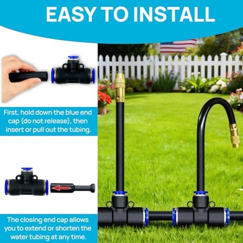 360° Adjustable Drip Irrigation System, 50FT, 15/32 inch Hose