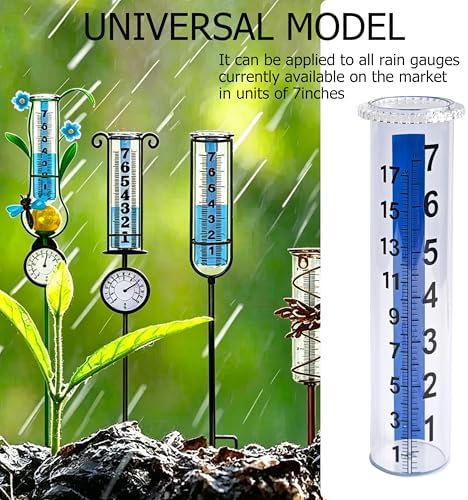 JOYBEE 7" Capacity Antifreeze Plastic Rain Gauge Replacement Tube for Outdoors Yard Garden(2 pcs Blue)