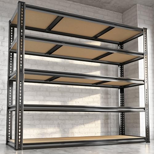 48"W Garage Shelving Heavy Duty ,5 Tier Metal Shelving Unit ,3050LBS, Black