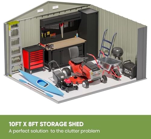 Patiowell Outdoor Storage Shed, 10 x 8 FT, Grey