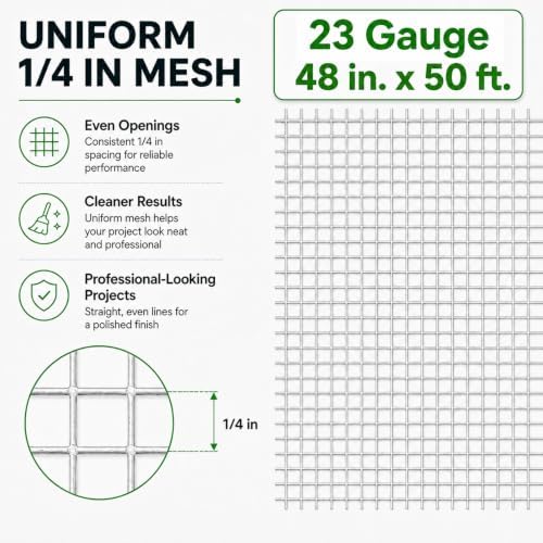 GoldPeak Hardware Cloth 1/4 inch Wire Mesh 48'' x 50' 23 Gauge