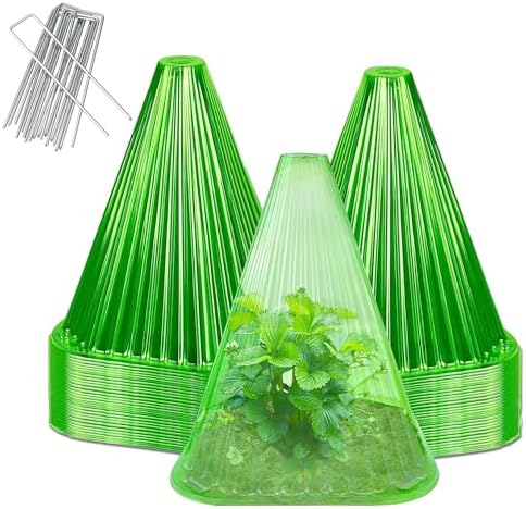 Garden Cloches for Plants - Reusable Clear Plant Protectors, PET Plant Bell CoverFrost & Pest Protection for Vegetables, Seedlings, Outdoor Gardens (Green,30)