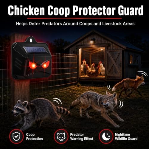 8 Pack Solar Predator Eyes Nocturnal Animal Repellent Outdoor,Auto Activate Animal Deterrent Predator Lights for Coyote,Racoon,Foxe,Skunk,Deer,Red LED Wildlife Guard for Yard, Garden,Farm,Chicken Coop