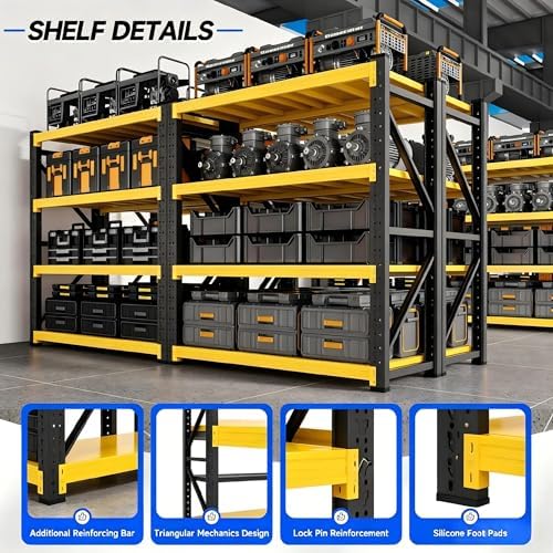 48" W Garage Storage Shelves, 3000LBS Heavy Duty Adjustable Shelving Unit