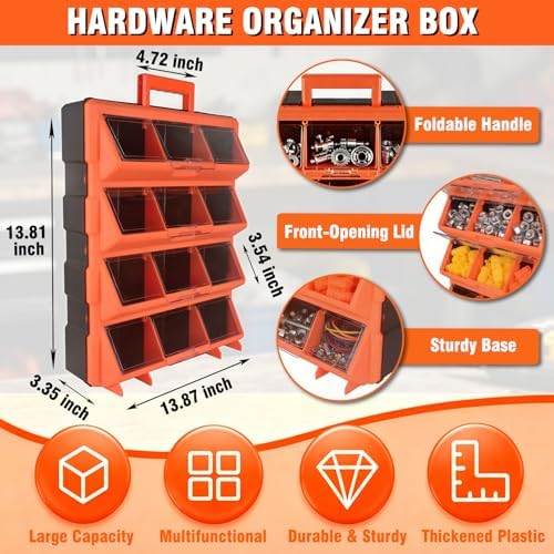 Tool Box Organizer,12-Compartment Portable Small Parts Organizer