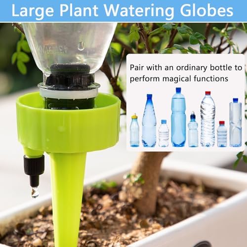 12 Pack Self Watering Spikes for Indoor/Outdoor Plants, Self Watering Planter Insert with Adjustable Drip Valve,Auto Vacation Plant Watering Devices,Plants Water System,Self-Watering Stakes