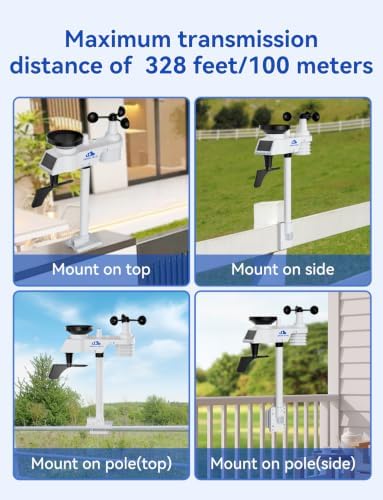 Wireless Weather Station with Outdoor Wireless Sensor,Radio Controlled Clock,Rain Gauge,Wind Speed/Direction,Moon Phase, Barometer,Temperature/Humidity,Weather Forecast (NO WiFi)