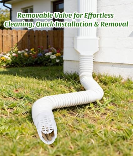 WADEO Rain Gutter Downspout Extension Hose Guard 2Pack, Drain Downspout Extender Outlet Filter and Leaf Guard, for Standard 4'' Circular Threaded Hose, White