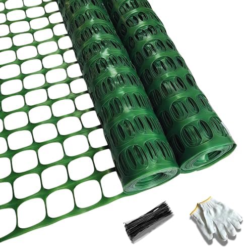 PotatoLife 2-Pack 4'x100' Green Mesh Fence for Garden with Zip Ties, Green