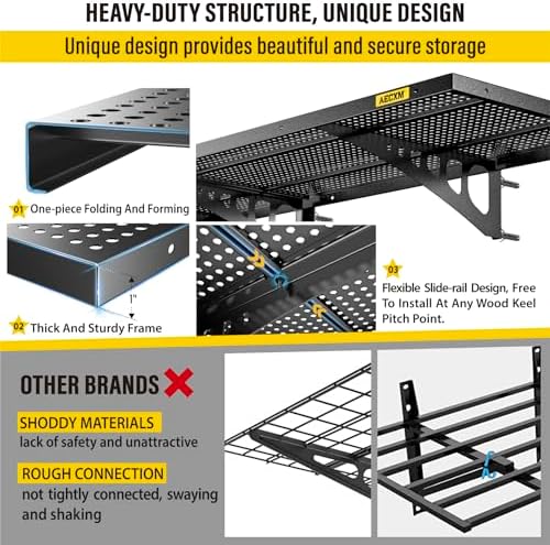 Aecxm 2-Pack 1.64x4ft Adjustable Garage Wall Shelving 560lbs Load Capacity Heavy Duty Wall Mounted Storage Shelf Metal Floating Shelves for Garage(Black)