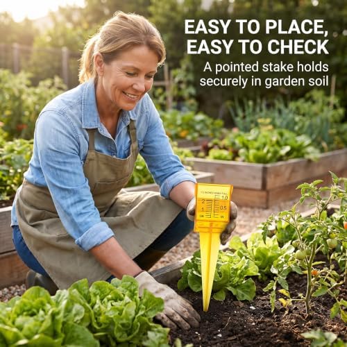 Yellow Mini Portable Sprinkler and Rain Gauge Wide Mouth Bright Yellow Outdoor Water Measuring Tool,for Lawn Yard Outdoor Home Sprinkler Gauge,Pack Thermometers and Weather Instruments,Rain Gauges
