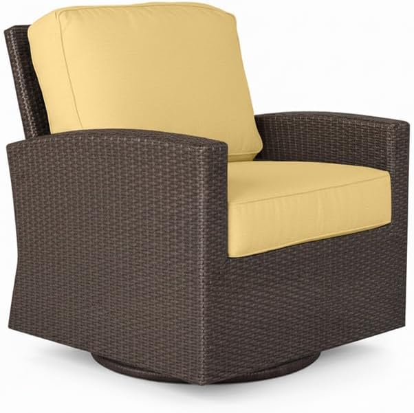 Covers & All Cabo Swivel Glider Club Chair, 8 mm Willow Flat Wicker Patio Furniture with Sunbrella Cushions, UV & Fade Resistant Outdoor Furniture Accent Chair Motion (32.5" L x 31" W x 33" H)