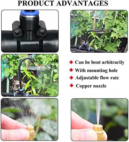 50FT Drip Irrigation Kit, Automatic Garden Watering System with Tool-Free Quick Connectors, 360° Bending Drippers & Copper Misting Nozzles for Greenhouse, Patio, Lawn & Vegetable Garden. (15M)