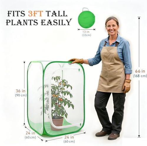 36" Garden Mesh Plant Tent Enclosure, Pop-Up Cage Plant Cover Pest Protection Guard for Fruit, Vegetables, Flowers and Herbs （24" x 24" x 36" ）