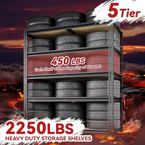 CypBed Storage Shelves, 5 Tier,2425LBS 40" W × 20" D × 72" H, Black, 2PCS