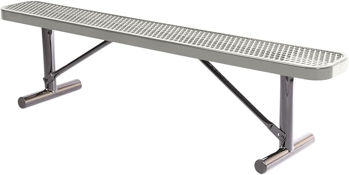 COATEDOUTDOORFURNITURE Coated Outdoor Furniture Heavy-Duty Portable Outdoor Bench Thermoplastic Coated, Expanded Metal, Commercial-Grade Seating, Made in America (Portable Without Back, 6 Ft, Grey)