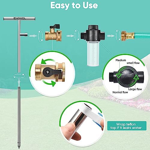 Stainless Steel Deep Root Tree Watering Tool,Root Feeder with Fertilizer Bottle Watering Wand Irrigation System Watering Stake,for Trees Bushes Shrubs Fruit Trees with Brass Valve T-Handle