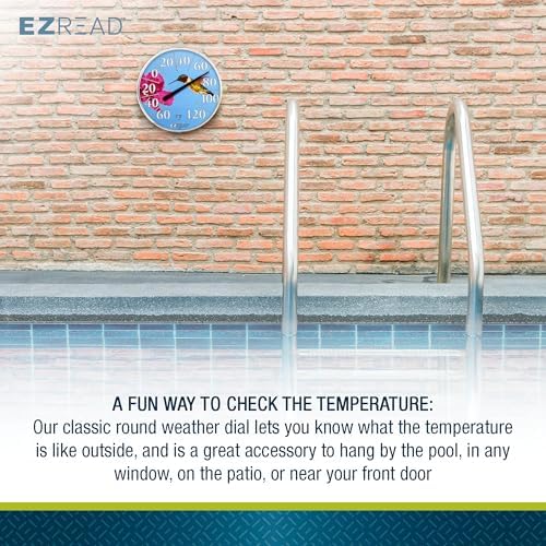 Headwind Consumer Products EZREAD Hanging Dial Thermometer - Weather Thermometers for Indoor and Outdoor Use, Large 12.5 Inch Diameter, Easy-to-Read Numbers, Hummingbird