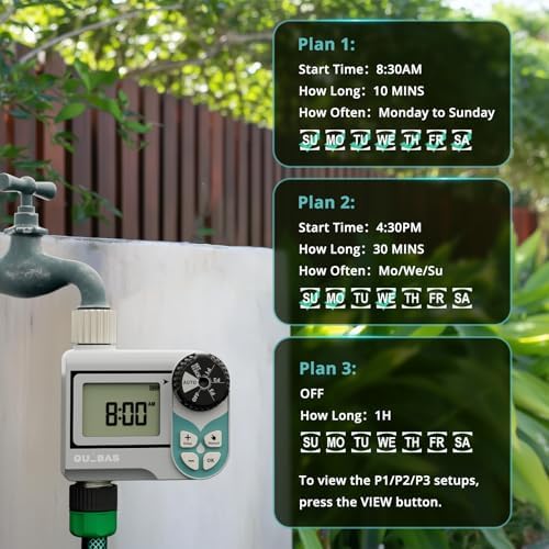 QUOBAS Low Pressure Water Timer, Weekly Sprinkler Timer for Garden Hose