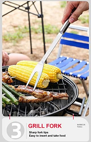 BBQ Grill Tool Set BBQ Accessories, Stainless Steel Grill Tools Grilling Accessories Grill Set Barbecue Grill Accessories for Outdoor Grill, Grill Utensils Grilling Tools Grilling Gifts for Men (4)