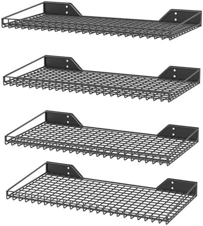 Ultrawall Wall Mounted Storage Shelf for Garage, 4 Pack Metal Shelf Rack