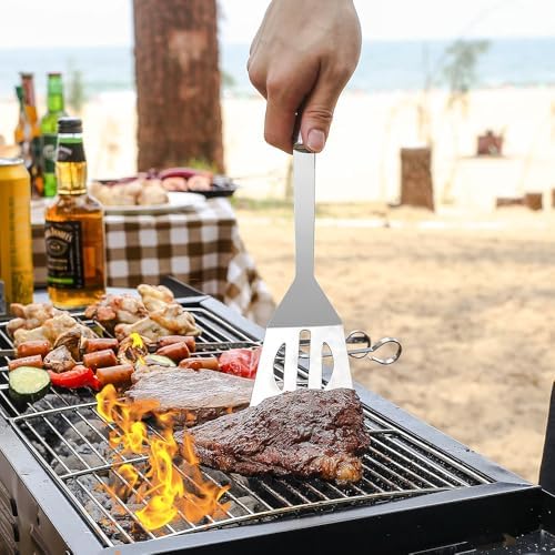 BBQ Grill Tool Set BBQ Accessories, Stainless Steel Grill Tools Grilling Accessories Grill Set Barbecue Grill Accessories for Outdoor Grill, Grill Utensils Grilling Tools Grilling Gifts for Men (3PCS)