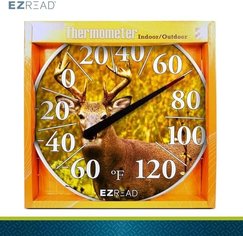 EZREAD Hanging Dial Thermometer 840-1225 Weather Thermometers for Indoor and Outdoor Use, Large 12.5 Inch Diameter, Easy to Read Numbers, Winter Cardinal