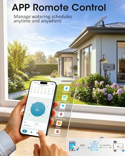 Solar WiFi Water Timer, Smart Solar Hose Timer for Garden, 365-Day Power
